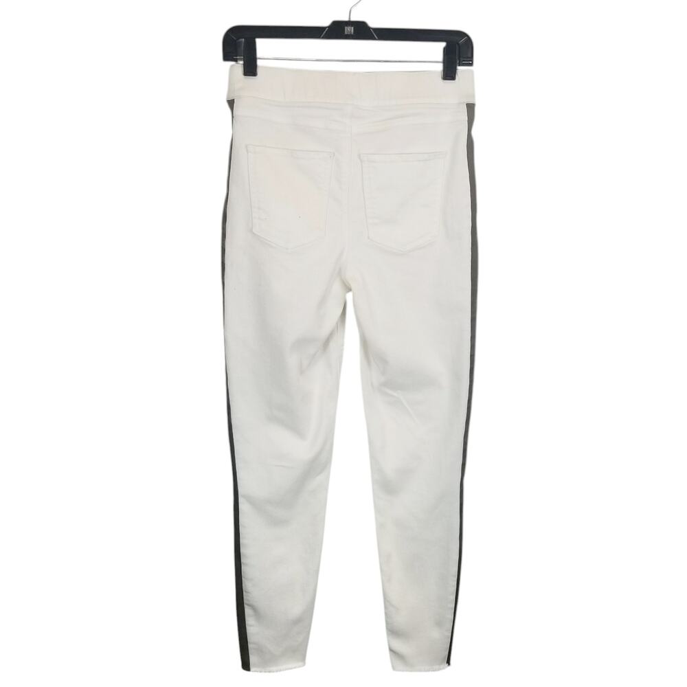 SPANX Jean-ish Ankle Skinny Pants White Charcoal Side Stripe Size Small - Picture 2 of 9
